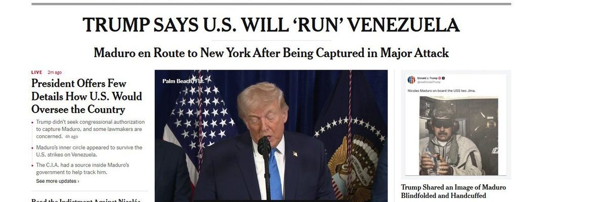 Ataque de Trump à Venezuela é ilegal e imprudente, diz New York Times